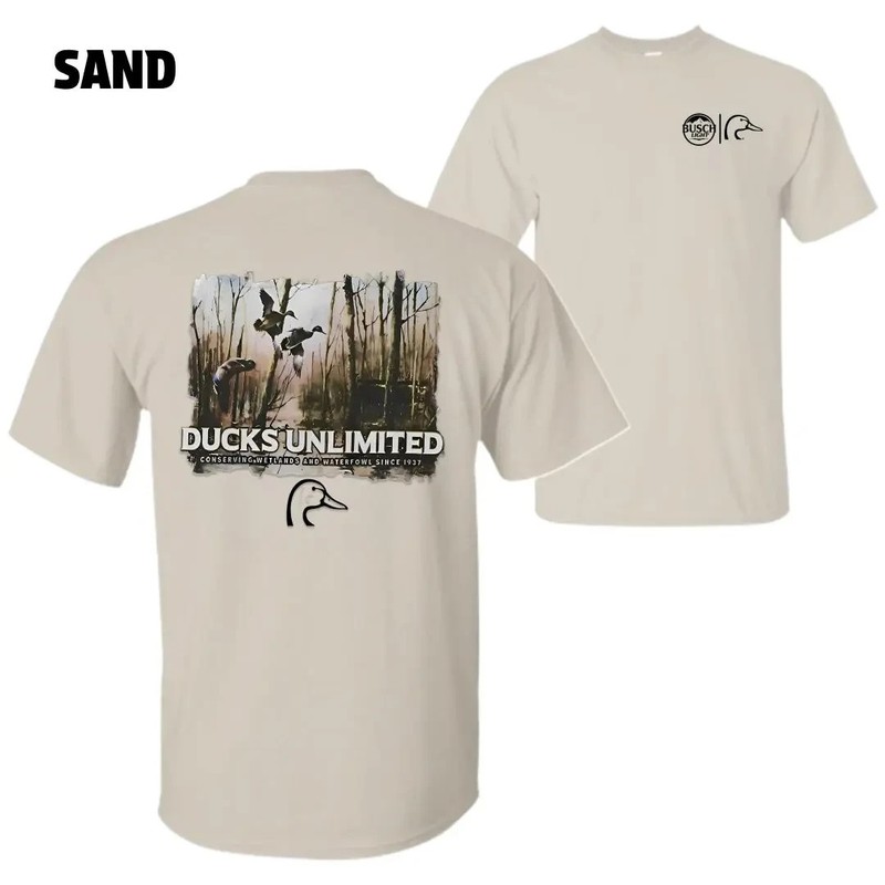 Ducks Unlimited Hunting T-Shirt – Duck Hunting Wetlands Scene Graphic Tee