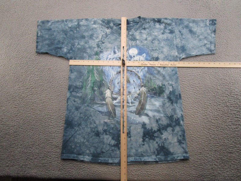 Vintage Polar Graphics Double Sided Tye Die Nature Wolf Native Indian Shirt Read gallery