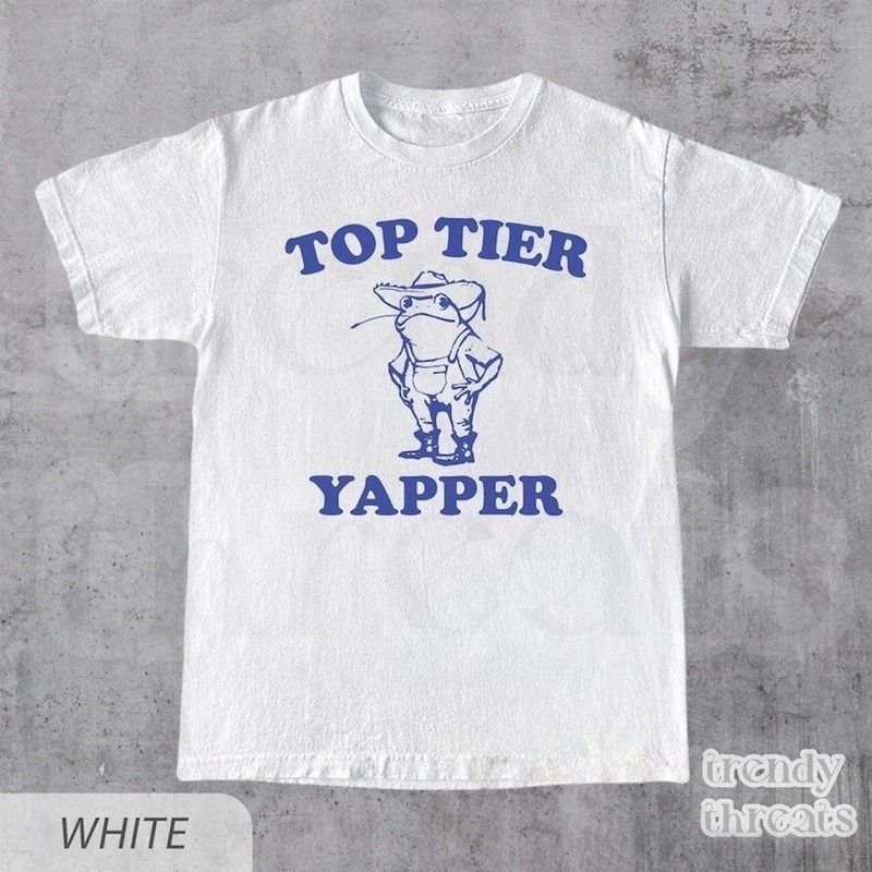 Top Tier Yapper Retro Cartoon Graphic Tee Mens Funny T-Shirt Gift