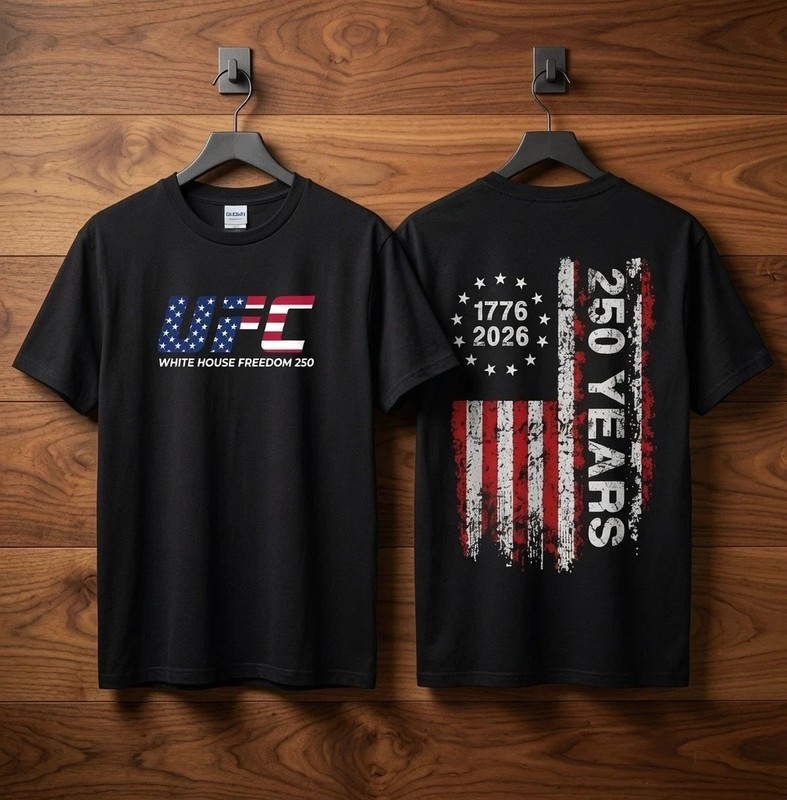 UFC MMA Freedom 250 T-Shirt USA Made 1776 2026 4th Of July Patriotic Men Women