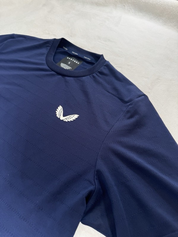 Castore Shirt Sz L Blue Athletic Shirt Performance Golf Tennis Lightweight Logo