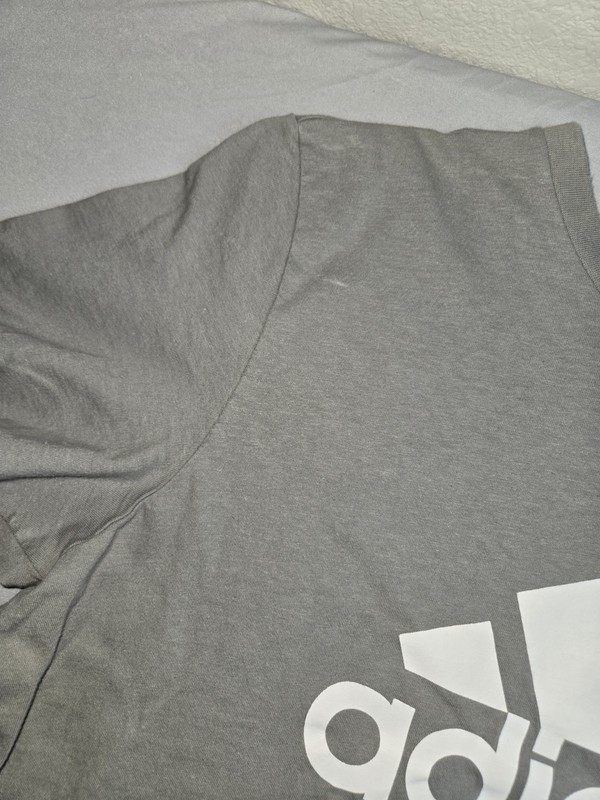 Adidas Gray Logo T-Shirt – White Graphic gallery