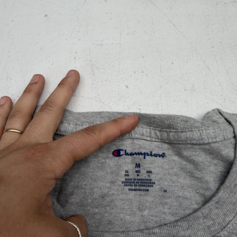 Champion Shirt Mens Medium Gray Solid Logo Tee Tagless Cotton Blend Jersey gallery