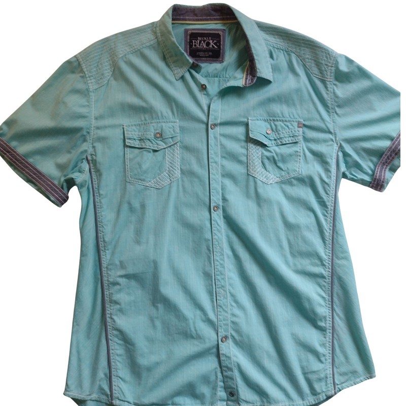 BKE Buckle Black Mens XXXL / 3XL Short Sleeve Button Up Western Shirt Athletic gallery