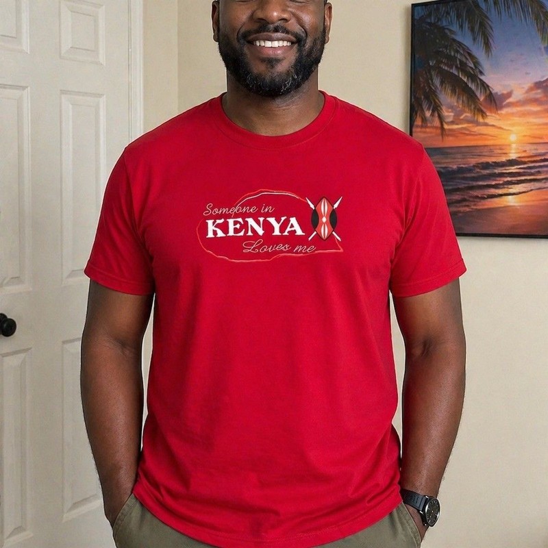 Red Kenya Souvenir Embroidered Graphic Vintage Y2K Punch T-Shirt Unisex XL