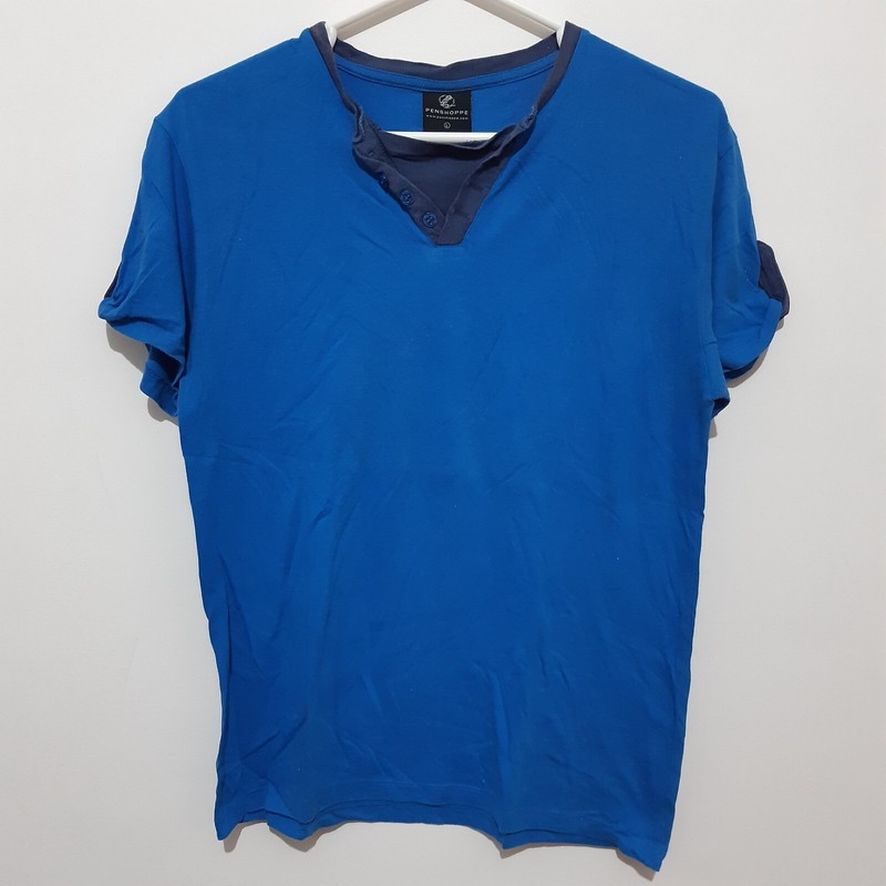 Penshoppe Shirt Mens Blue Short Sleeve Size Large