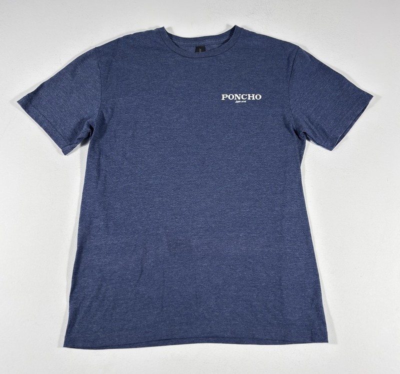 Poncho T Shirt Mens Size Medium Blue Short Sleeve Fishing Graphic Tee