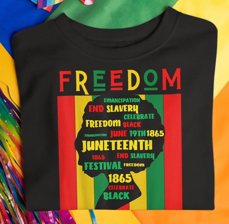 Mens Juneteenth Freedom Black History Tee Shirt Street 1865 Big Tall Sm 32