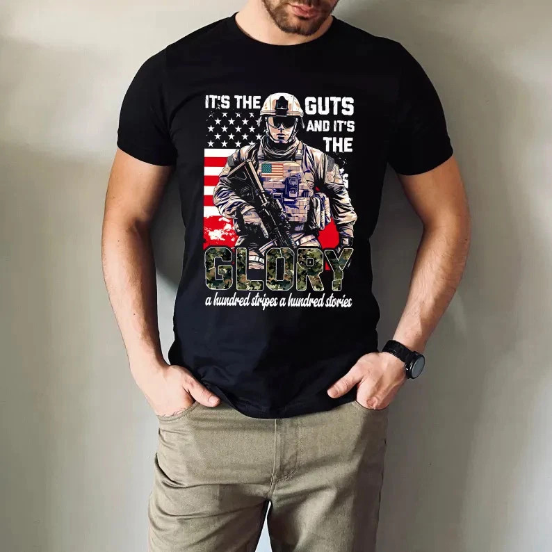 Guts Glory Soldier T-Shirt Patriotic Military USA Veteran 4th July Hero