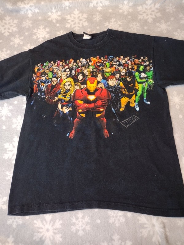 VTG Marvel Universe Mad Engine Heroes Group Graphic T-Shirt 2000s Men’s M