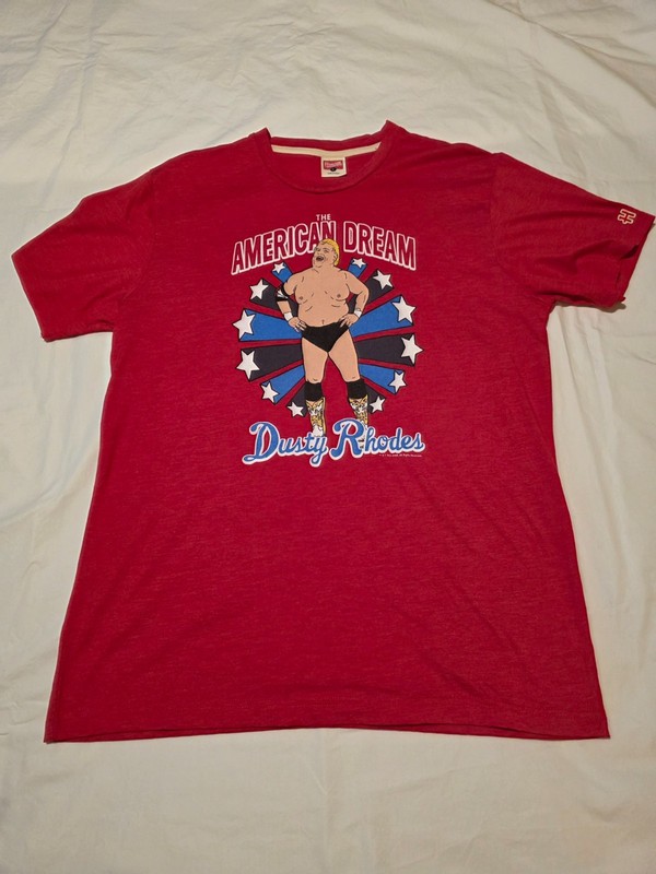Homage WWE American Dream Dusty Rhodes Red Heather Soft T-Shirt Sz Large Exc