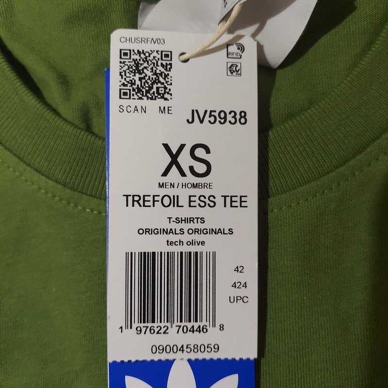 Men’s Adidas Originals Size XS Trefoil Essentials Tee Tech Olive MSRP $30 gallery