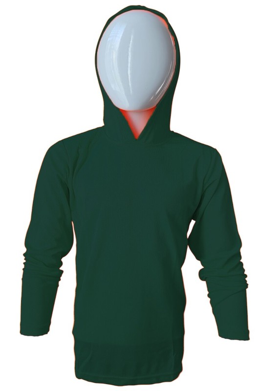 DRI-FIT Hoodie Long Sleeve T-Shirts, UPF 50+ Sun Protection Hooded FOREST GREEN