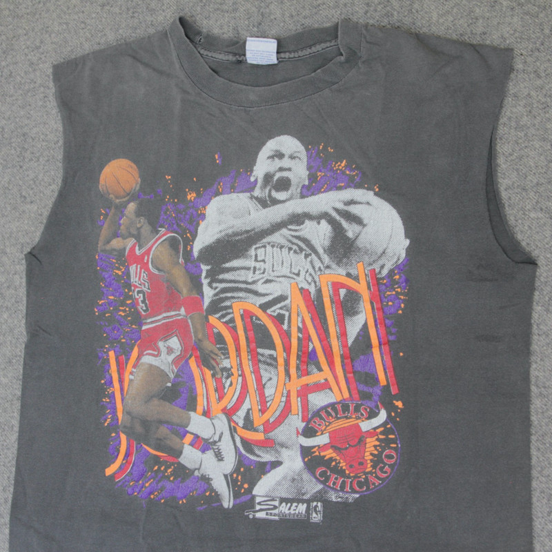 VTG Michael Jordan Chicago Bulls Cutoff T Shirt L Salem Sportswear FADED Dunk
