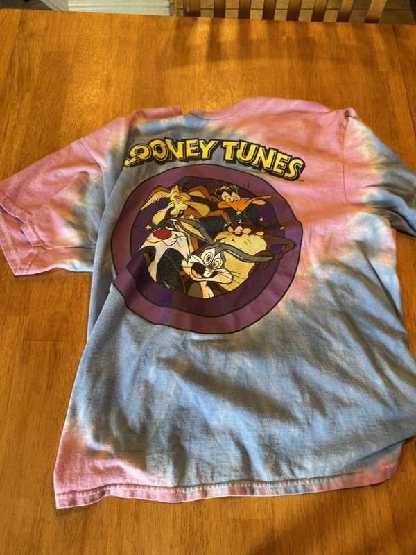 Looney Toons T Shirt Blue Pink Tye Die T Shirt Short Sleeve