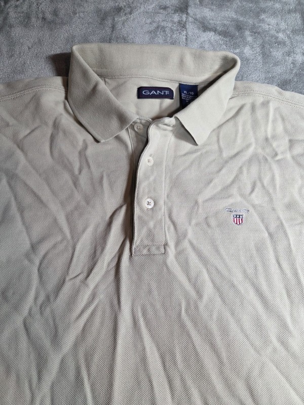 GANT Mens Polo Shirt Size XL T-Shirt Polo Y2K Beige