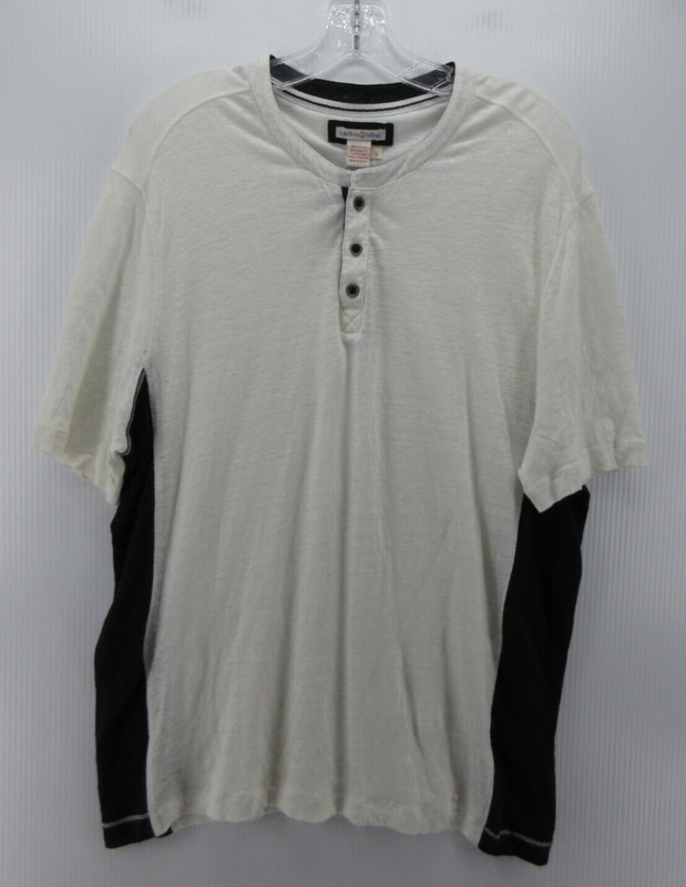 Carbon 2 Cobalt Shirt Men Large White Linen Henley T Tee Pullover Sheer Knit