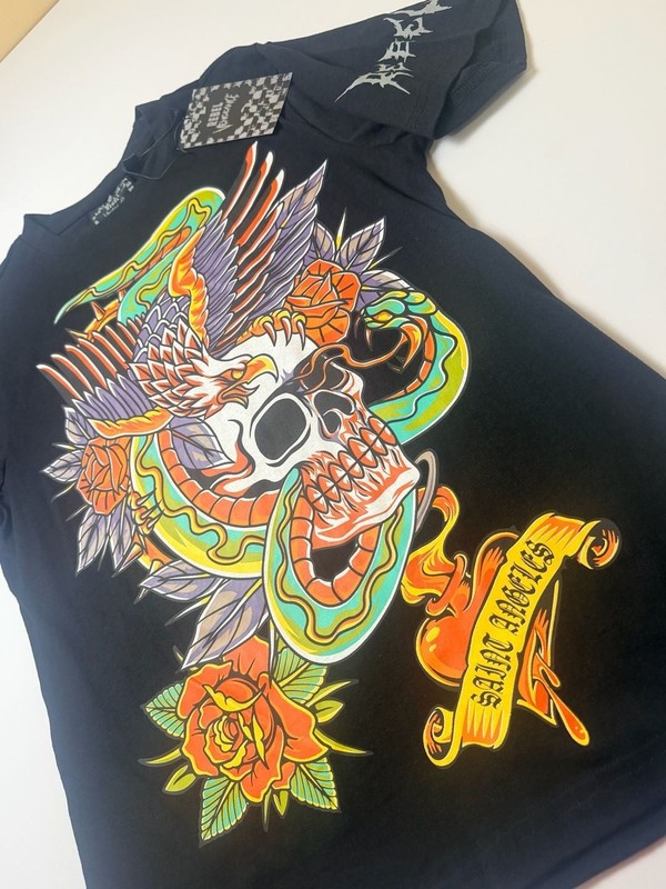 Rebel Vengeance Saint Angeles Skull Eagle Snake Graphic T-Shirt Men’s Size S N
