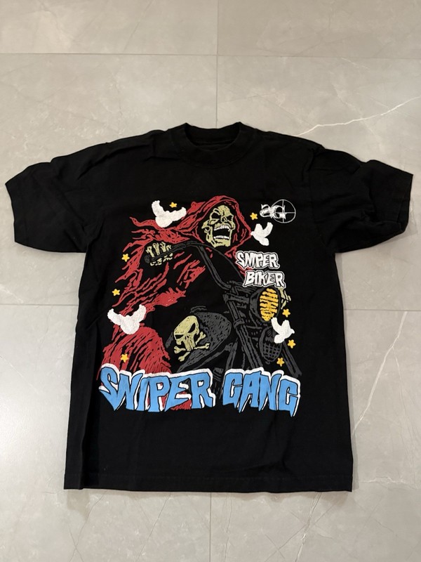 Men’s Sniper Gang Kodak Black Sniper Biker Premium Oversize T-Shirt Size M