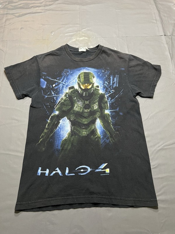 Halo 4 Shirt Adult Small Xbox Microsoft Video Game Black 2012 Distress 1045