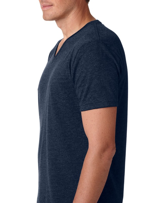 Next Level Apparel Men's 4.3 oz. CVC V-Neck Short Sleeves T-Shirt 6240 M - Navy gallery