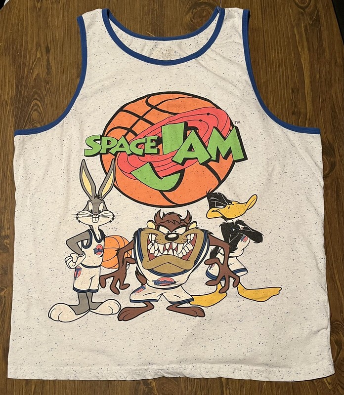Space Jam Tank Top White Sleeveless Shirt Bugs Bunny Movie Mens Adult Medium