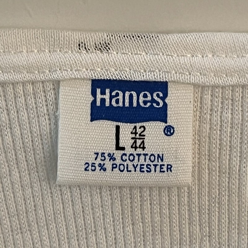 Vintage 70s Hanes White Blank A Shirt Tank Top Men Large L USA Made NOS 75 25 gallery