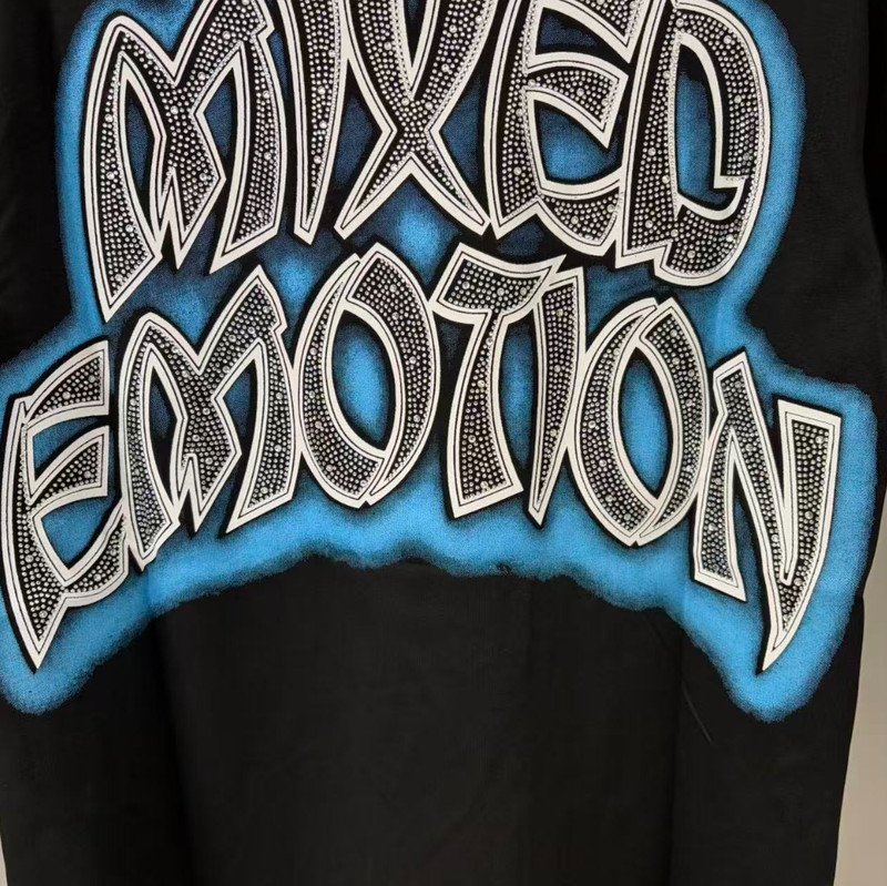 NEW 2026 Mixed Emotion Black "Spirit" Rhinestone High-Quality Men's T-Shirt S-XL gallery