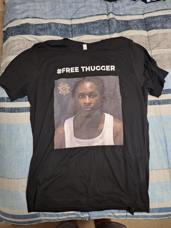 “# FREE THUGGER” Young Thug TeePublic T-Shirt USA Seller In Hand Size L – Mens