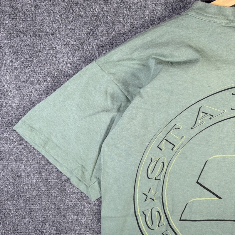 Vintage Starter Shirt Medium Green 90s USA Sage Big Print Sports Rare Star Logo gallery