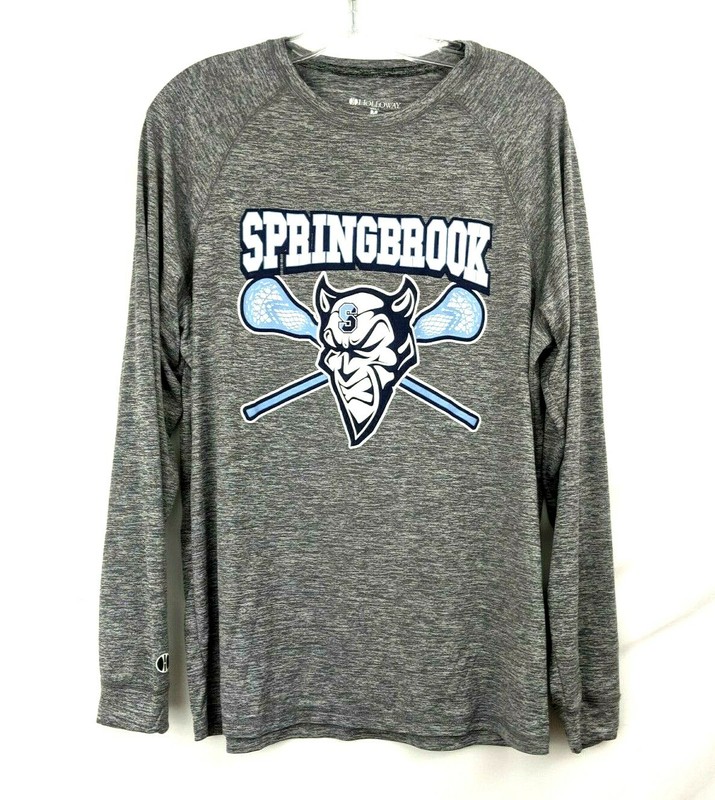 Holloway Men’s T-Shirts Adult Pullover Springbrook Long Sleeve Grey Logo Size M
