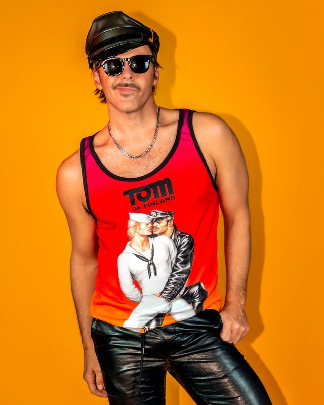 Tom of Finland Mesh Tank Top (Gay, leather pants, T shirt, print, leatherman) gallery