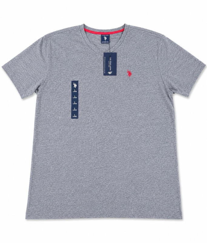 U.S. Polo Assn. Men’s Gray Solid Crew Neck Short Sleeve Logo T-Shirt, L