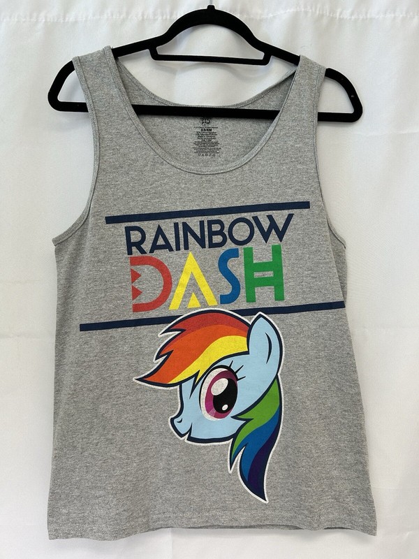 2014 My Little Pony Sleeveless Men’s Tank Top XS/S Rainbow Dash Grey MLP Shirt