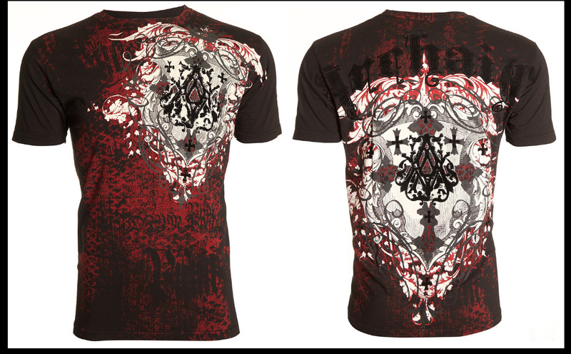 ARCHAIC by AFFLICTION Black Red ACLE Short Sleeve Slim Fit Y2K T-shirt NWT