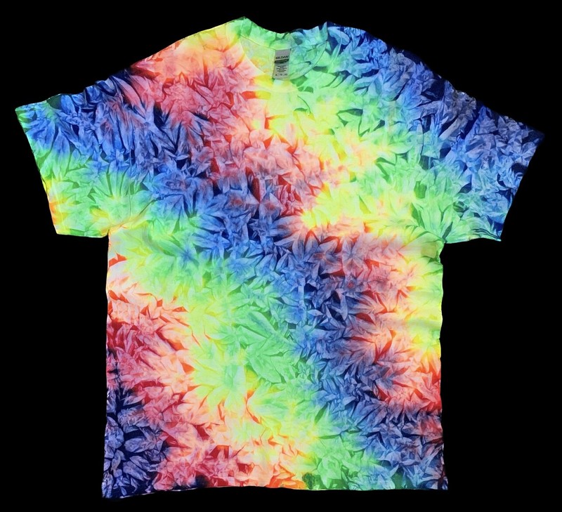*New* 2XL – Sm Handmade Tie Dye, Spectrum Rainbow Waves Cruncht Crinkle