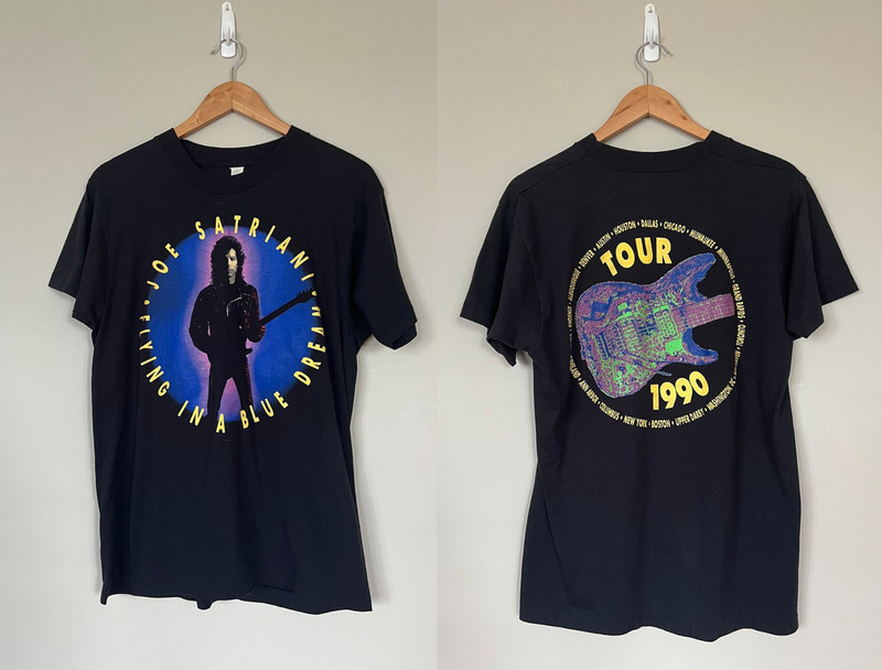 Joe Satriani Flying In A Blue Dream 1990 Tour Double Sided T Shirt Size S-5XL