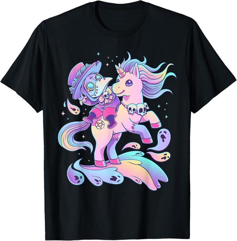 Pastel Goth Cute Creepy Plague Doctor Kawaii Unicorn Occult T-Shirt