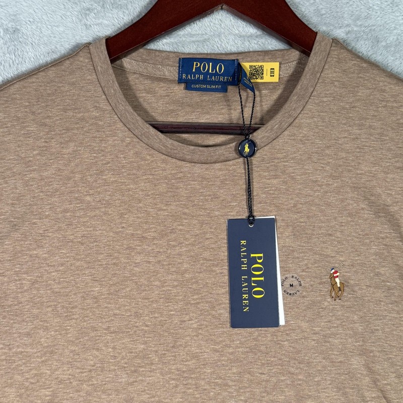 Polo Ralph Lauren Shirt Mens M Brown Custom Slim Fit Classics Pony Tee Soft