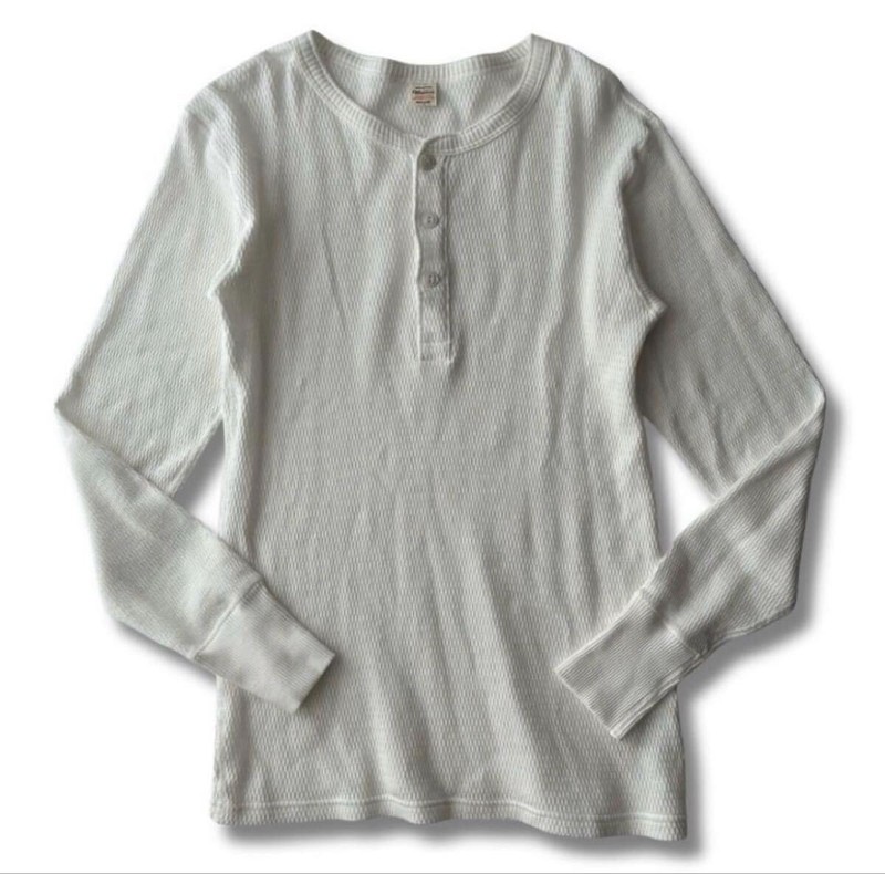 Warehouse Made in Japan Waffle Henley Neck T-Shirt M Used Sample Japan