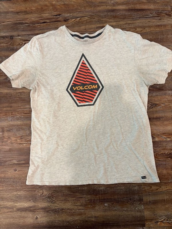 Volcom Interference Heather Oatmeal Logo T-Shirt Modern Fit