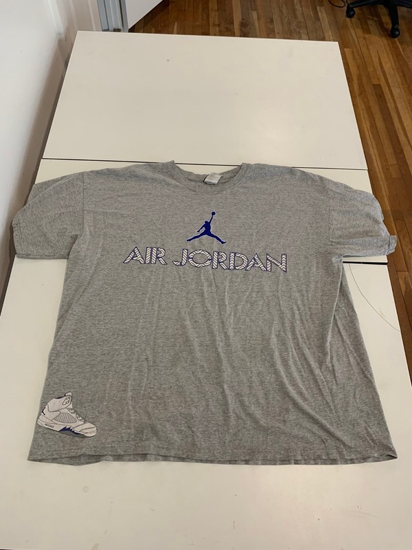 Vintage Nike Air Jordan Shirt 2XL Gray Retro 5’s Jumpman Sportswear Sneakers Y2K