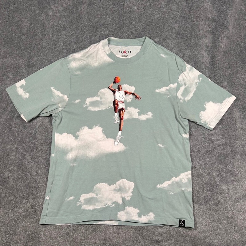 Jordan Brand Michael Jordan Cloud Print T-Shirt Green Flight Graphic Tee Mens M