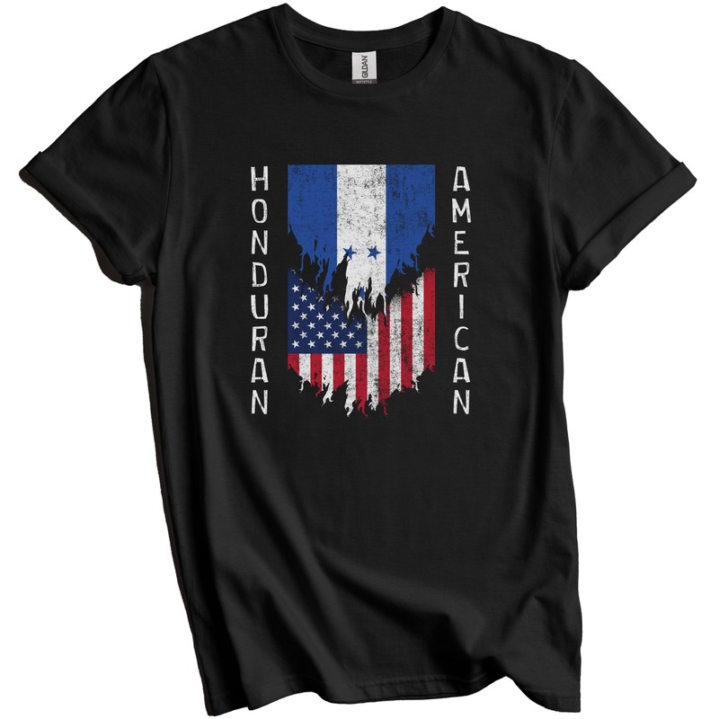 Honduran American Flags Ripped Torn Honduras T-Shirt