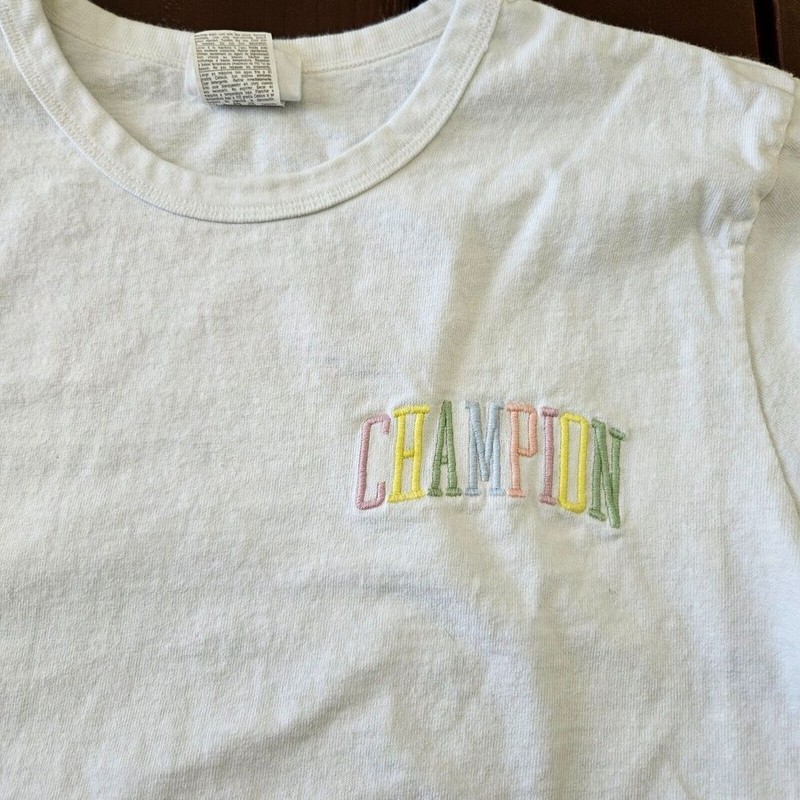 Champion Sz M Unisex Retro Style Pastel Color Cotton Crewneck Long Sleeve Shirt gallery