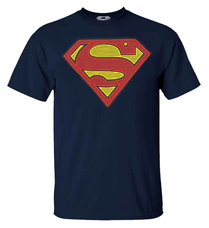 Rex Men’s Superman ‘S’ Logo With Lines Short Sleeve Cotton Graphic Tee � Blue