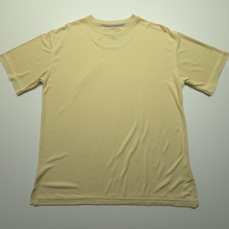 Burma Bibas Mens Shirt Small Yellow Soft Ribbed Texture Modal Basic Casual Tee S