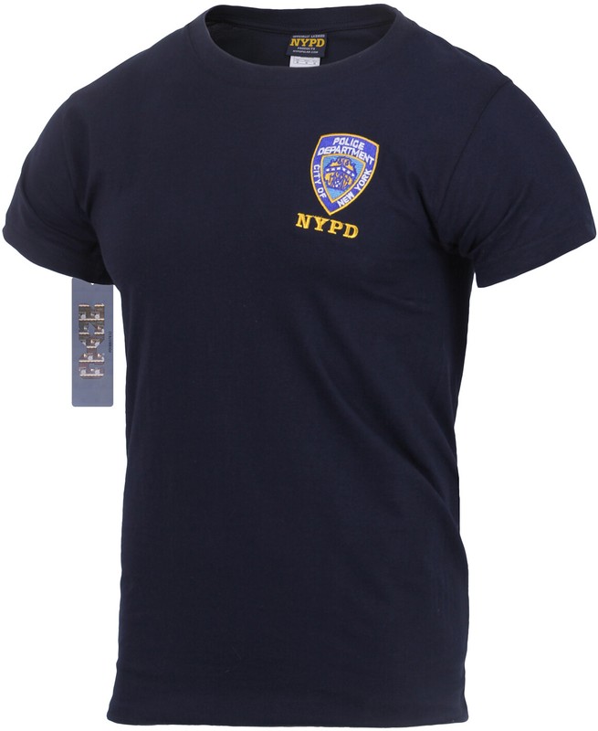Navy Blue NYPD T-Shirt Official Embroidered Logo Patch NY Police Dept Tee NYC