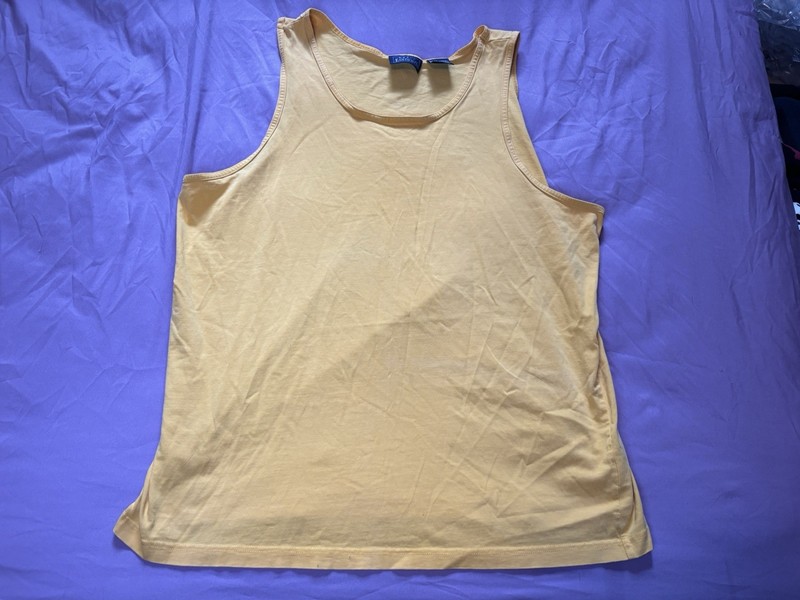 Vintage Basic Editions Tank Top Mens XL Yellow Sleeveless Shirt Blank Surf Beach