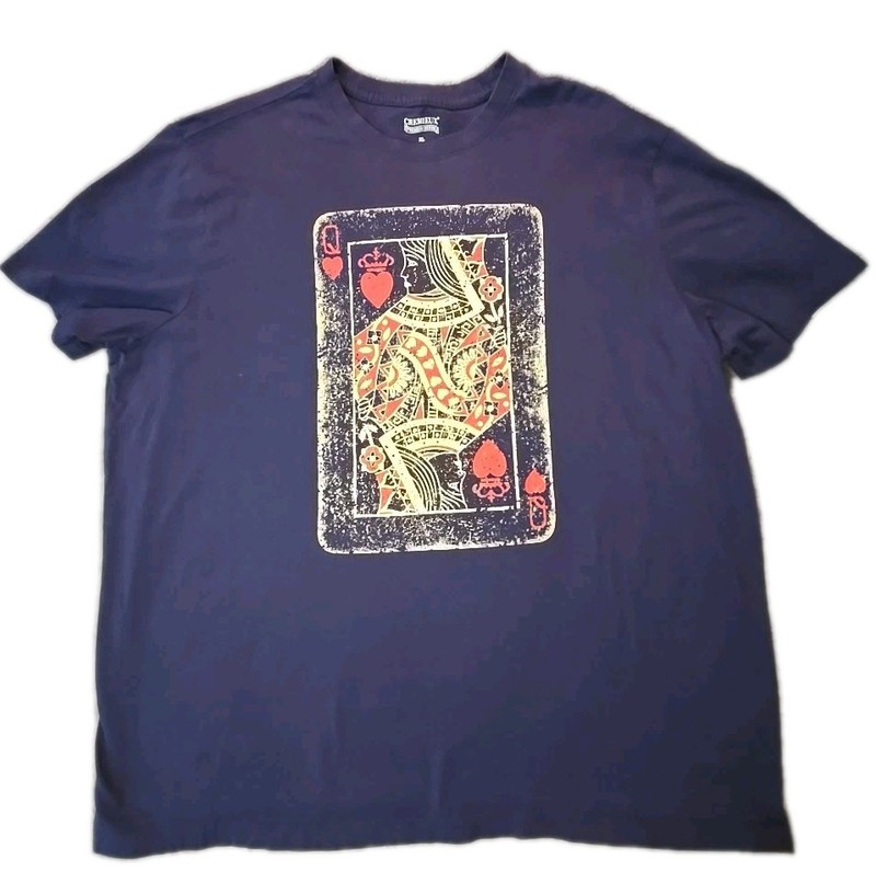 Daniel Cremieux Queen of Hearts T Shirt Mens XL Poker Card Graphic Print Blue
